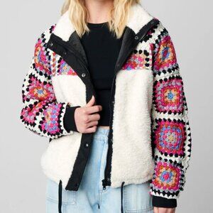 NWOT BLANK NYC Crochet Sherpa Jacket - size L